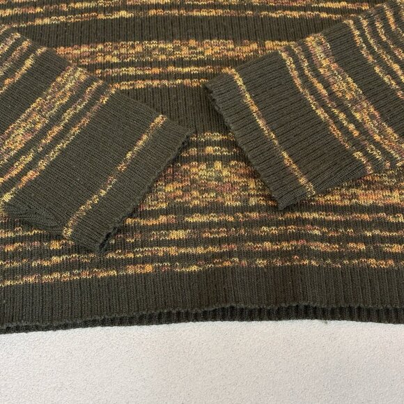 Vintage Casual Corner Merino Wool Blend Sweater 70’s Vibe Green Stripe Mock Neck - Picture 5 of 9